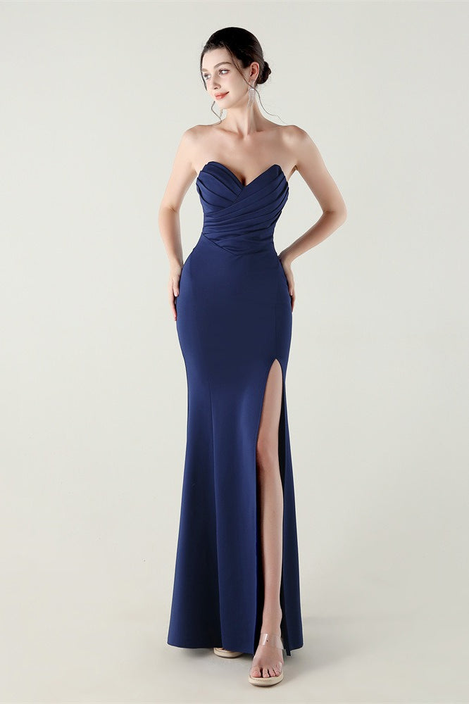 Sin Tirantes Escote Corazón Plisado Vestido de Fiesta