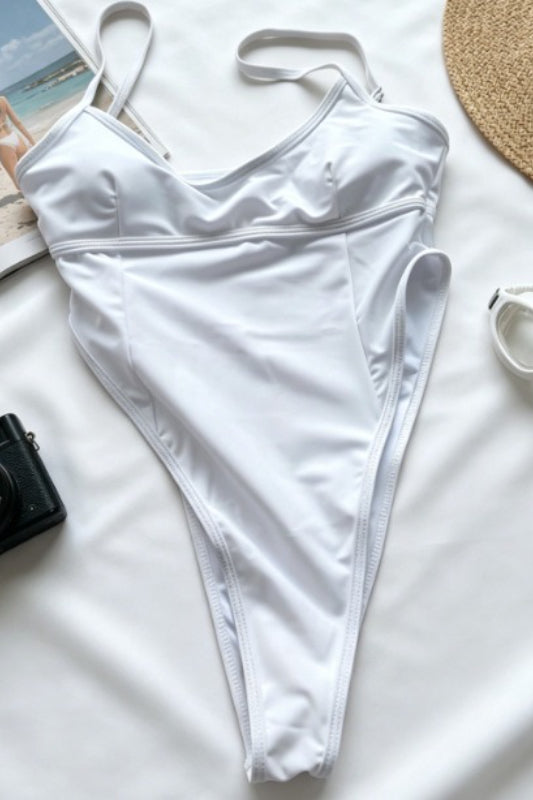 Halter Backless High Leg One Piece Swimwear