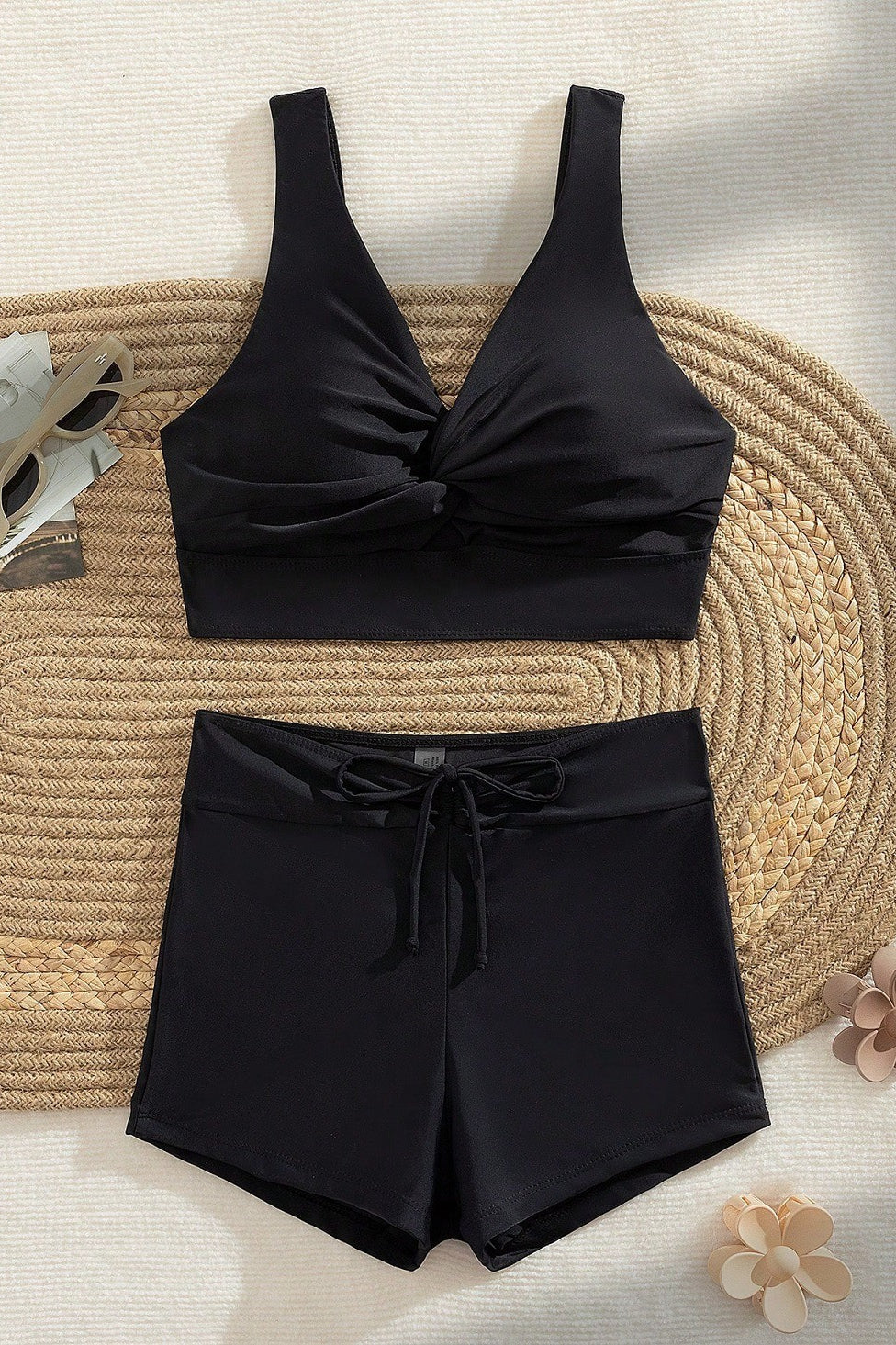 Black Boyshort Two Piece Swim Set