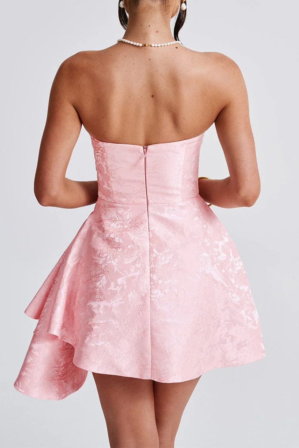 Sin Tirantes Jacquard Vestido Mini de Fiesta