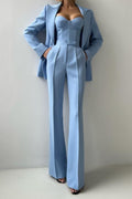 Corset Style Three Piece Blazer Pants Set