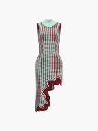 Asimétrico Ondulado Bajo Vestido Midi de Punto, Estilo Moderno