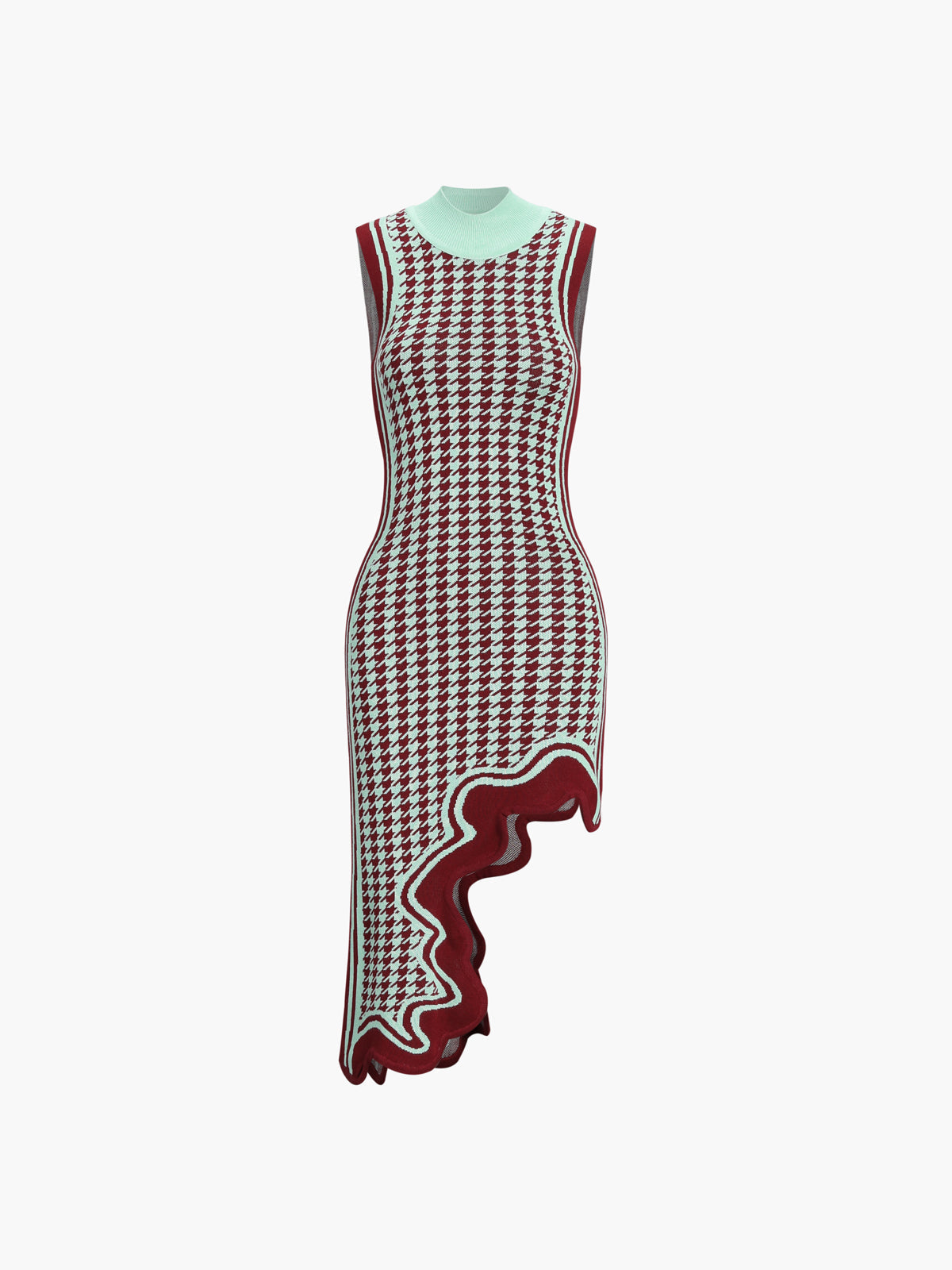 Asimétrico Ondulado Bajo Vestido Midi de Punto, Estilo Moderno