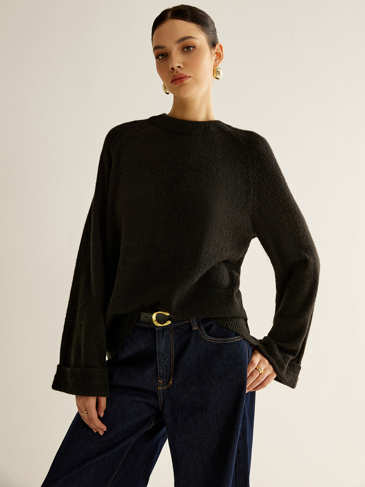 Oversize Open Espalda Con Lazo Suéter
