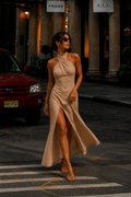 Celine| Long dress with elegant halter neckline