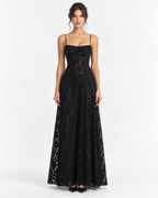 Con Cordones Negro de Gala Vestido Maxi