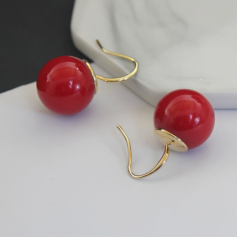 Rojo Cinabrio Hipoalergénico Hook Aretes