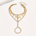 En Capas Metal Disco y Con Cadena Pulsera-Anillo