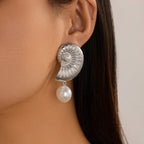 Concha Perla Mixto Con Textura Aretes de Bolita