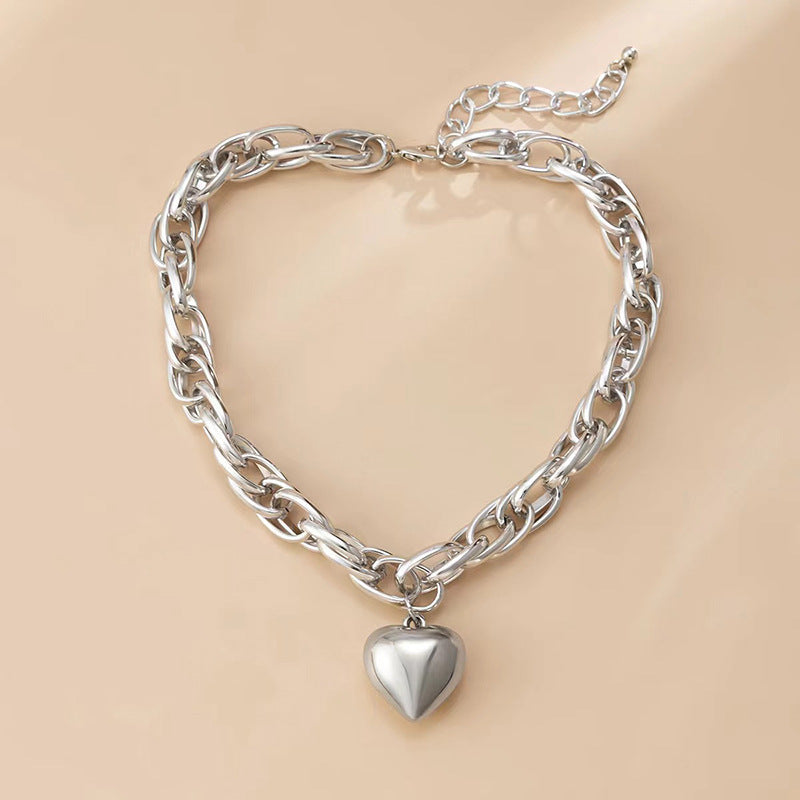 Con Calados Statement O Anillo Heart Pendant Collar Statement