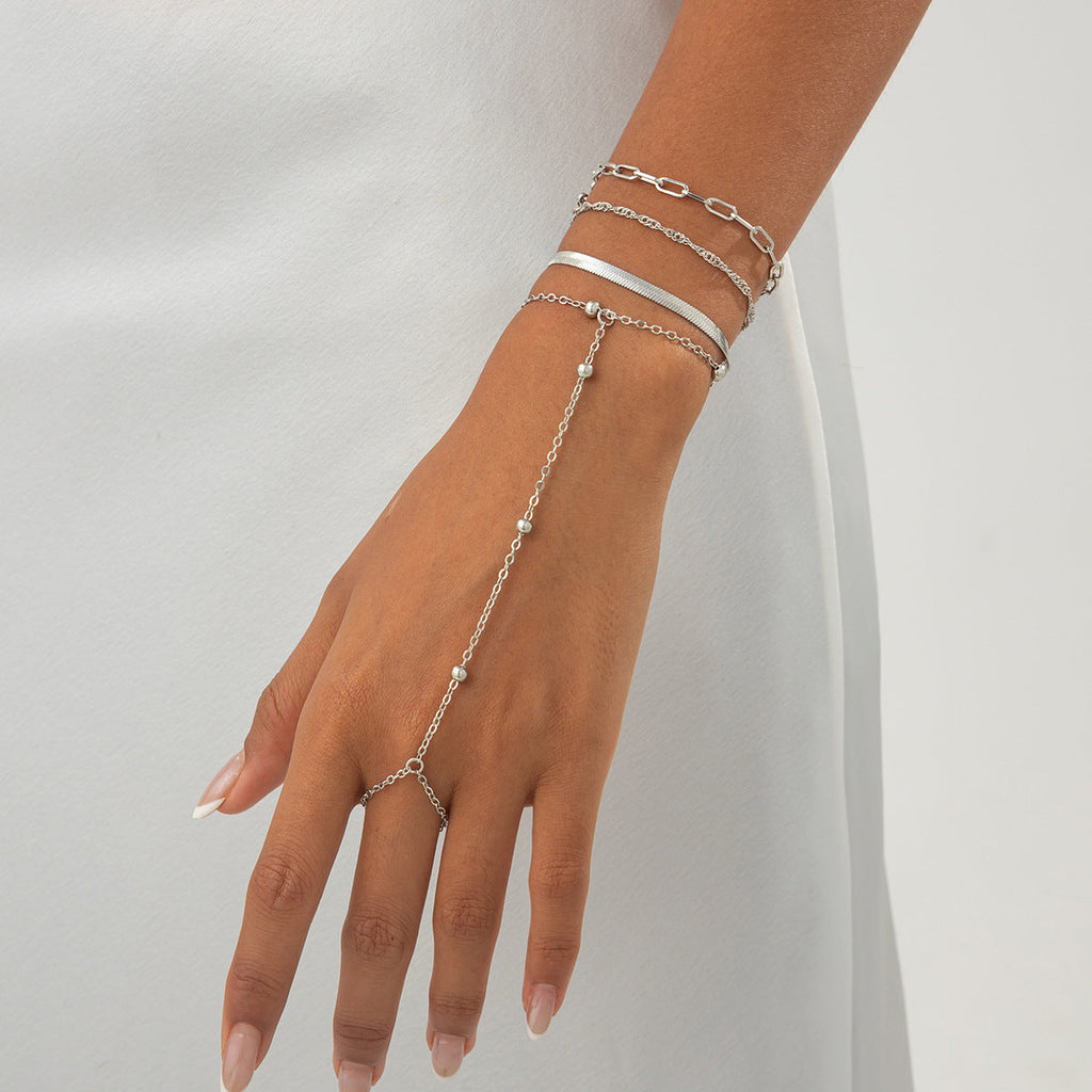 En Capas Cadena Serpentina Pulseras-Anillo