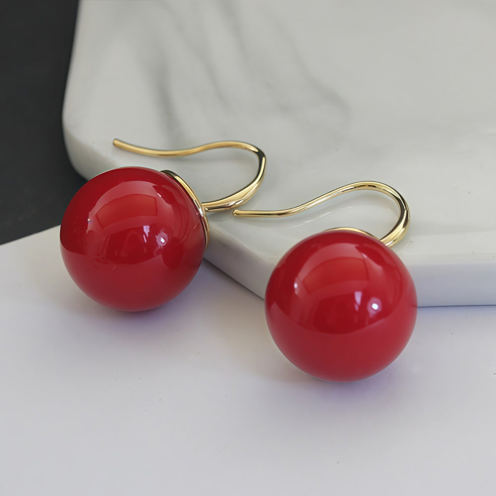 Rojo Cinabrio Hipoalergénico Hook Aretes