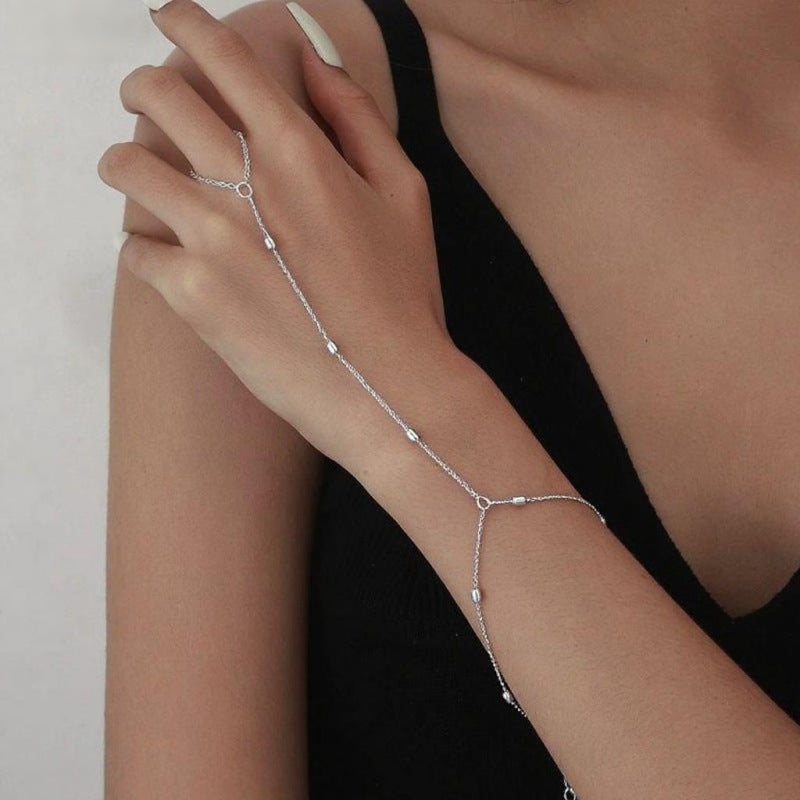 Versatile Metálico Con Cadena Pulsera-Anillo
