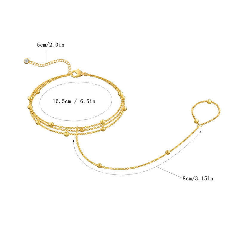 Sencillo Cuenta Con Detalle de En Capas Pulsera-Anillo