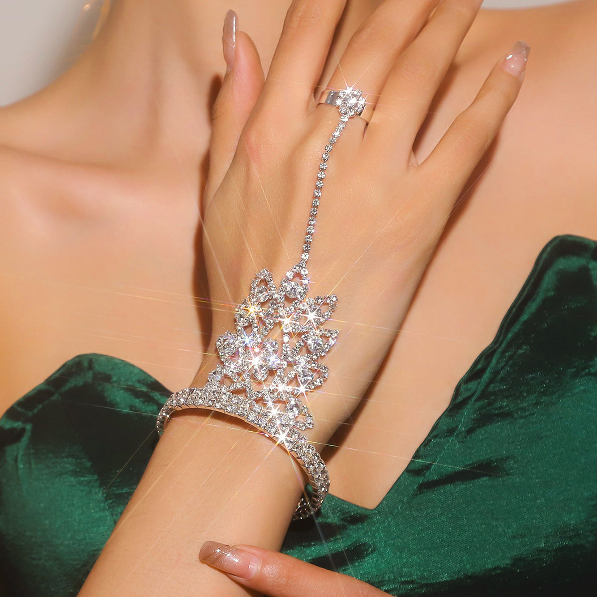 Multicapa Con Strass Elasticidad Pulsera-Anillo