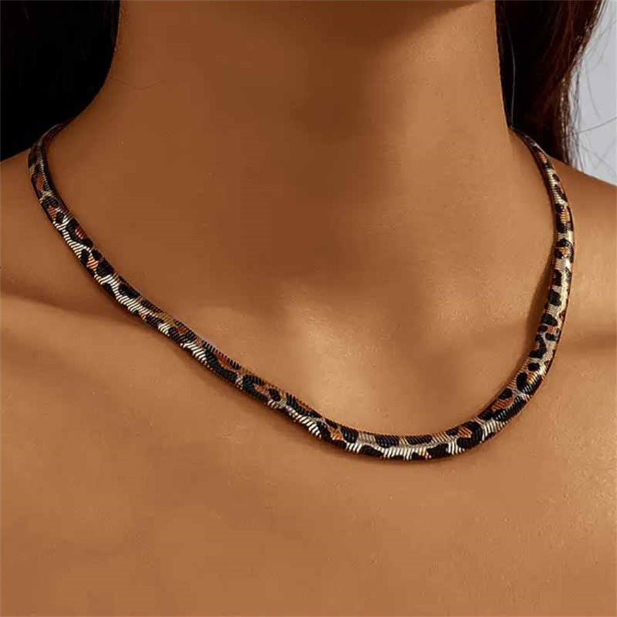 Leopard Estampado Cuello Collar Statement