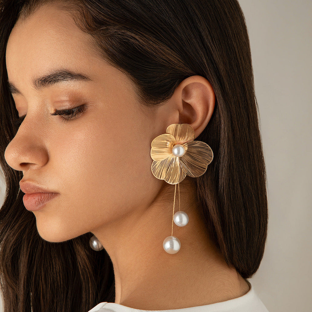 Ginkgo Flor Dangle Aretes Colgantes