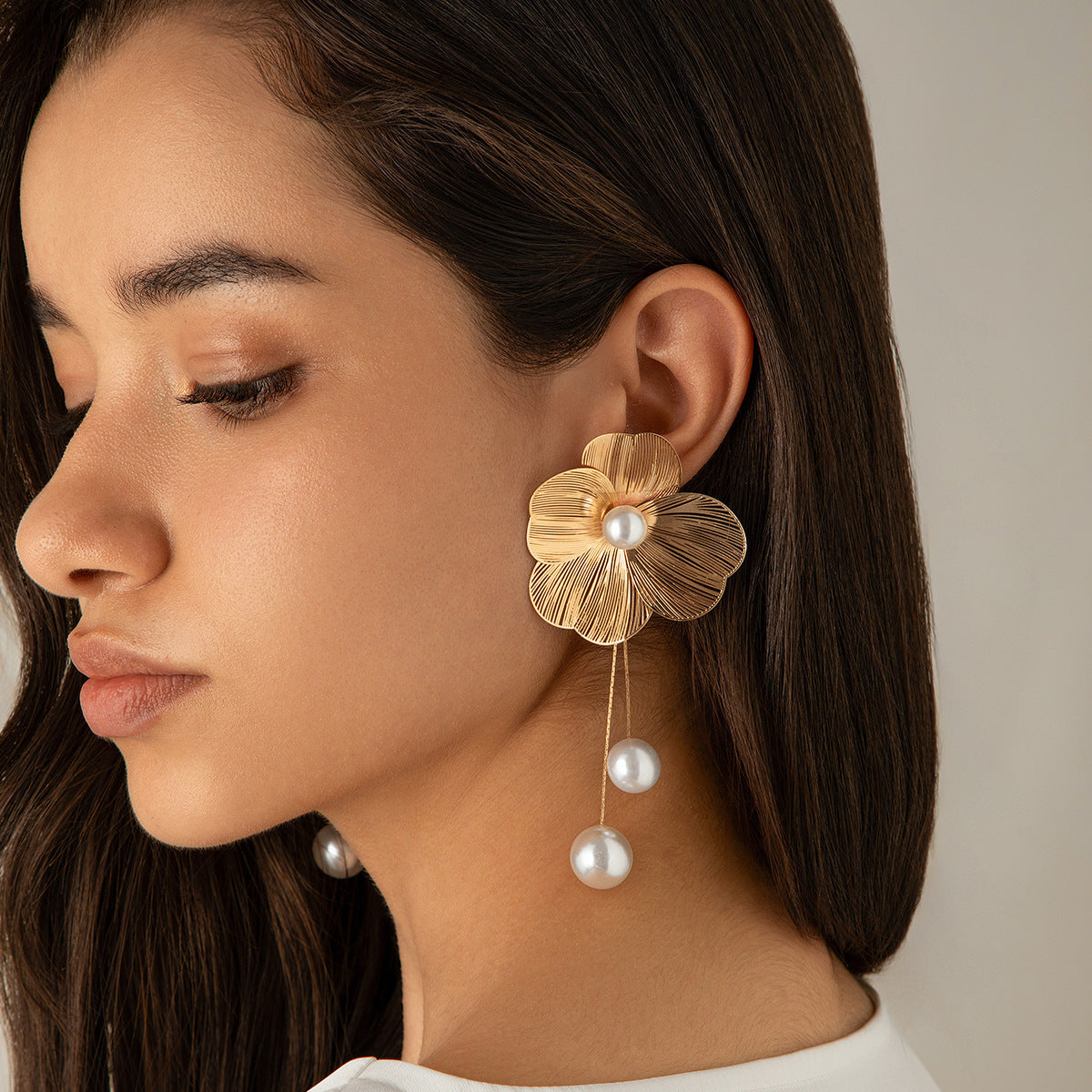 Ginkgo Flor Dangle Aretes Colgantes