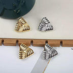Con Plumas Fruncido Triángulo Aretes