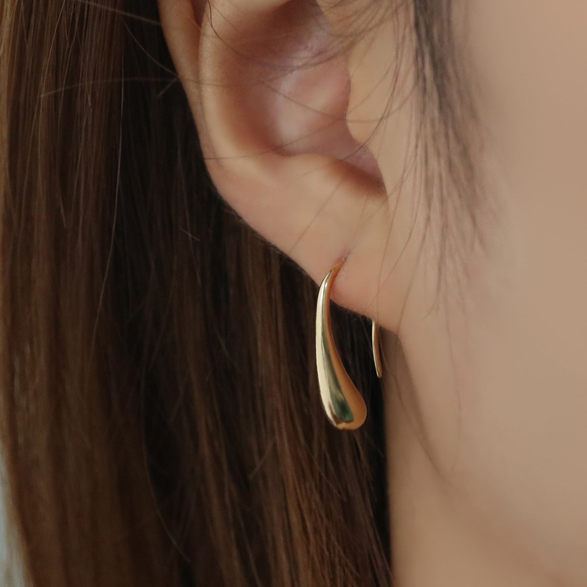 Geométrico Lágrima Polish Aretes de Aro