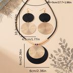 3-Pieza Grande Redondo Disco Colgante Aretes Llamativo y Collar Conjunto
