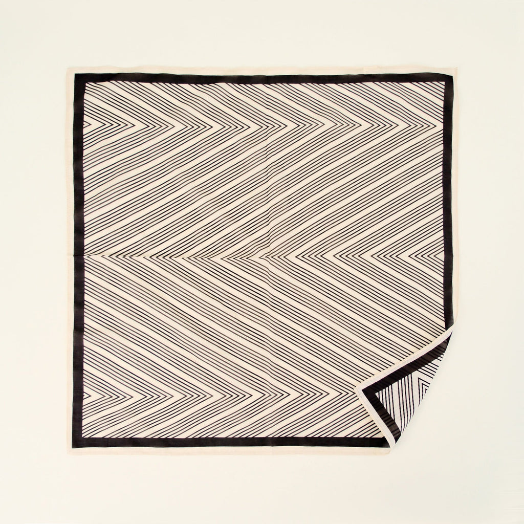 Silk Cotton Slim Square Mixed Print Neck Scarf