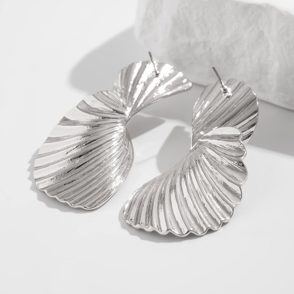 Irregular Liquid Metal Fruncido Geométrico Thread Aretes
