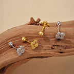 Bañado en Oro Micro Pavé Trébol Aretes de Bolita