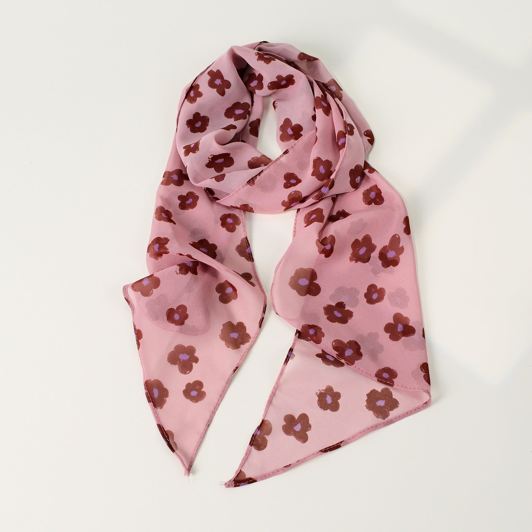 Vintage Floral Long Lightweight Neck Ribbon Scarf