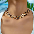 Punk Leopard Estampado Statement Con Cadena Gargantilla