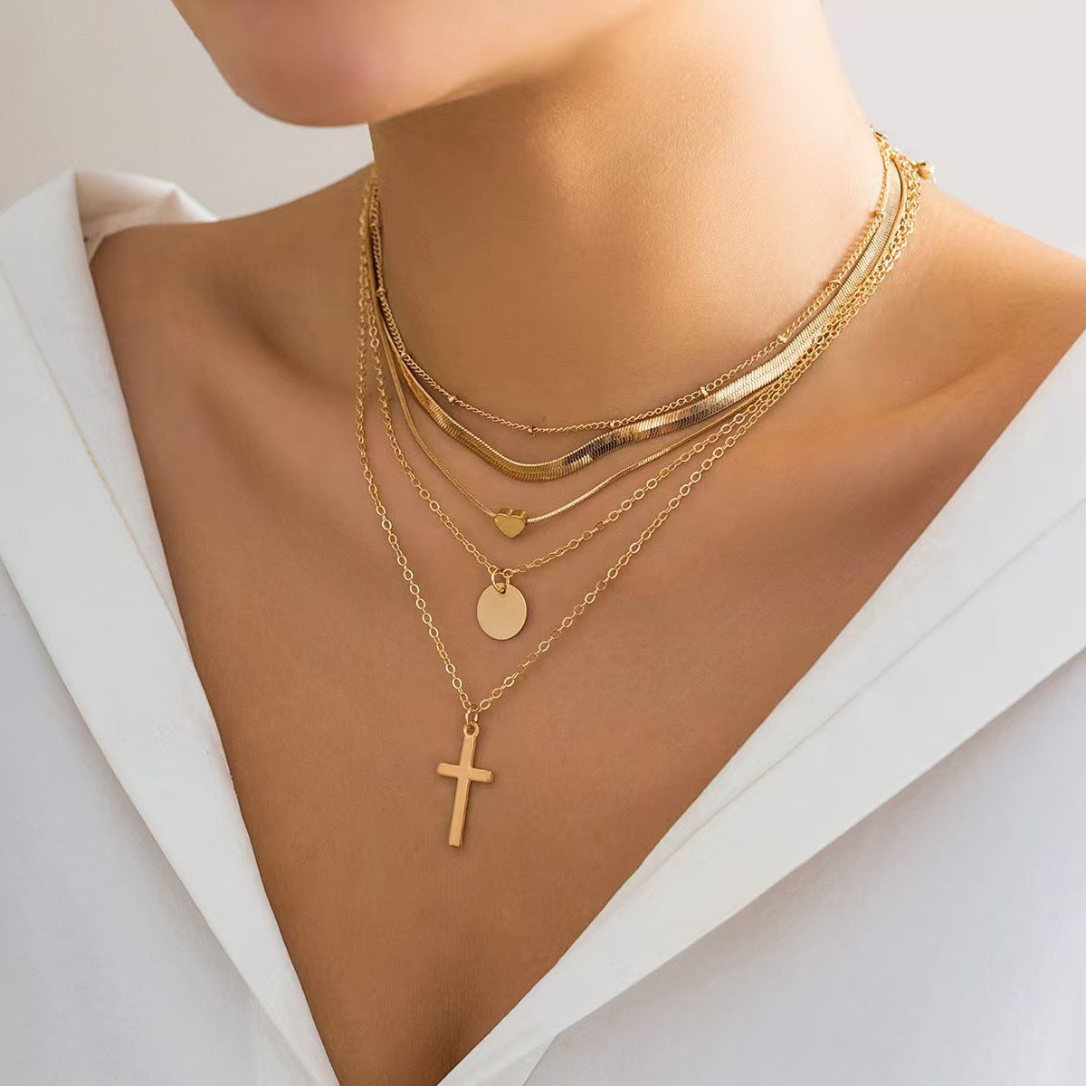 Multicapa Colgante de Cruz Gótico Collar
