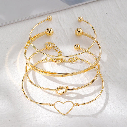 4-Pieza Creative Heart Crossed Aleación Brazalete Set