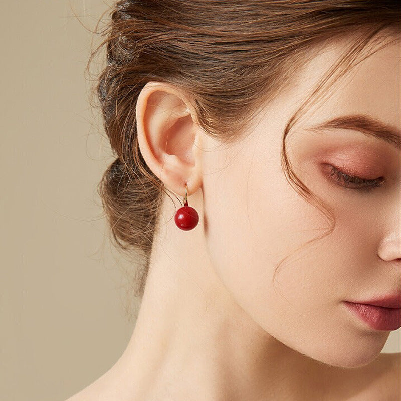 Rojo Cinabrio Hipoalergénico Hook Aretes