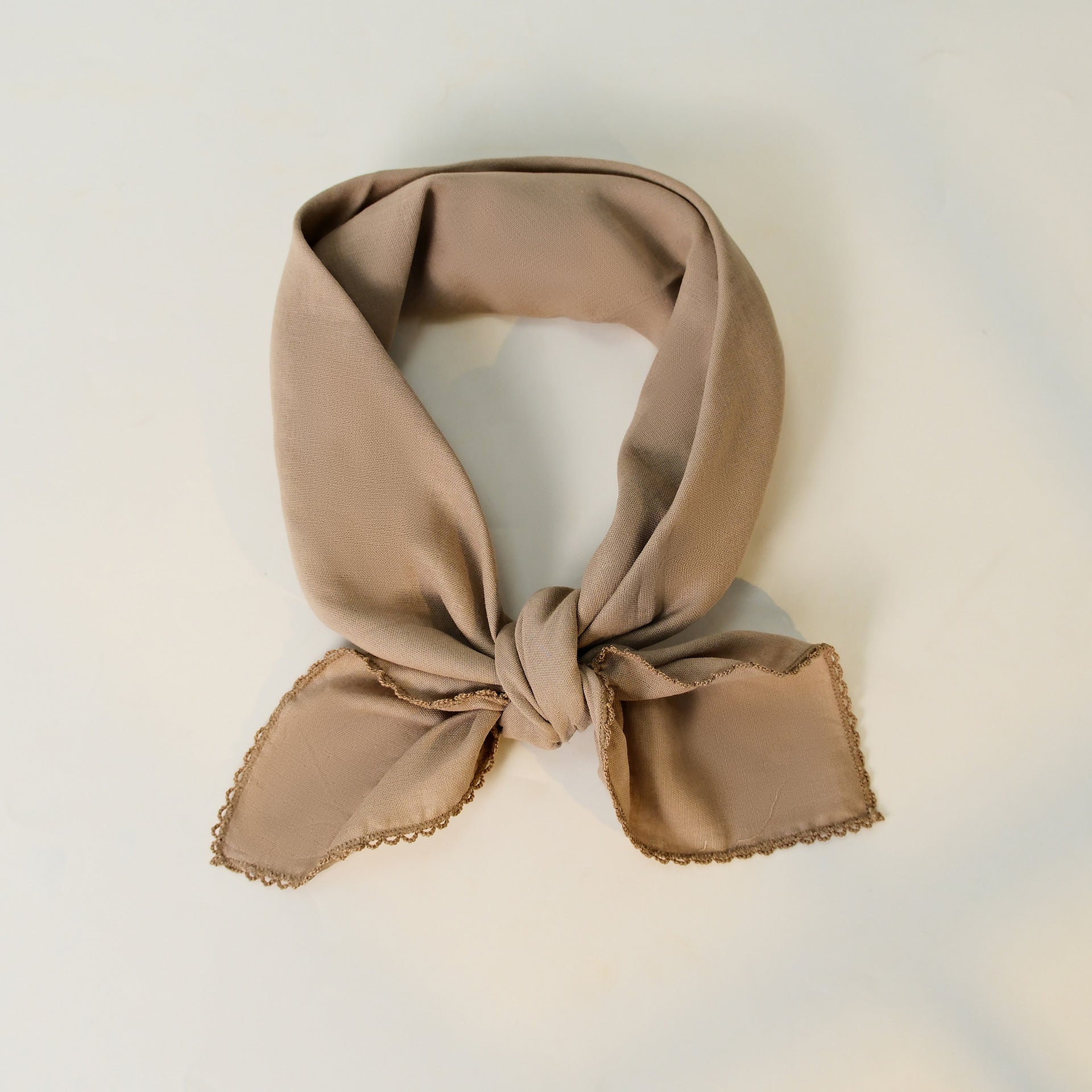 Minimal Cotton Double Layer Ruffle Trim Square Scarf