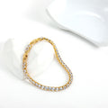 Oro 18K Plated Cuadrado Circonita Tennis Pulsera de Cadena