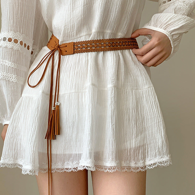 Boho Tejido a Mano Wide Cinturón