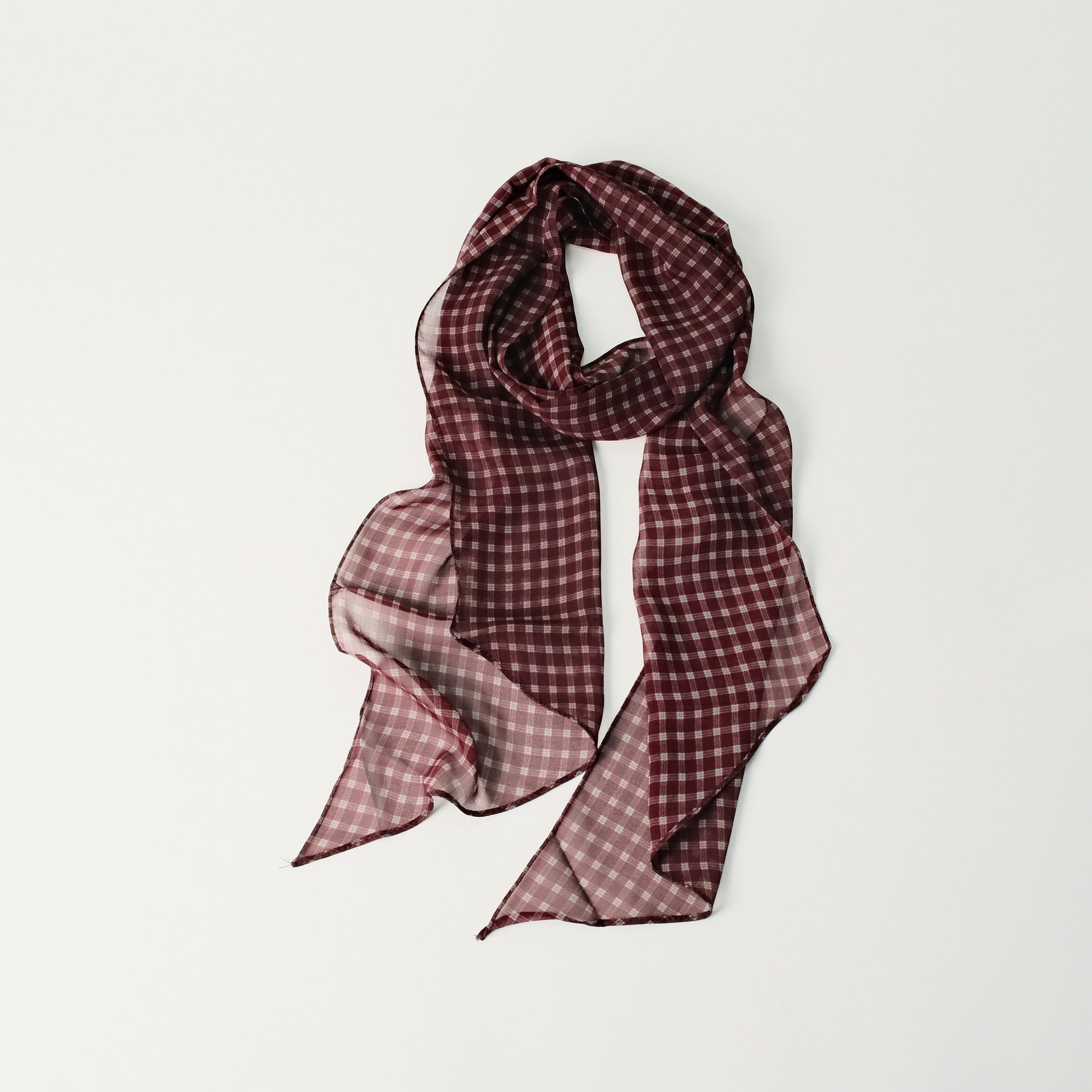 Brown Vintage Plaid Long Lightweight Neck Scarf