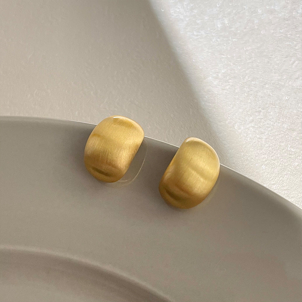 Cepillado Mate Geométrico Minimalista Aretes de Bolita