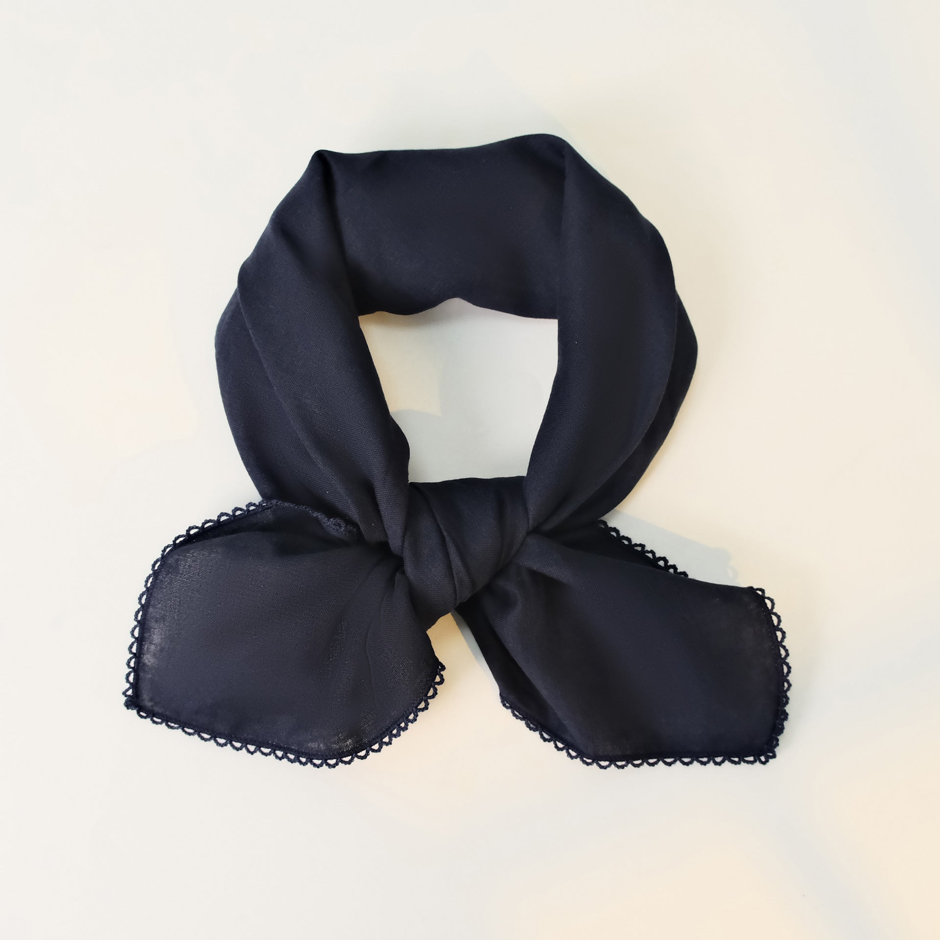 Minimal Cotton Double Layer Ruffle Trim Square Scarf
