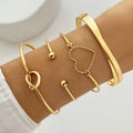 4-Pieza Creative Heart Crossed Aleación Brazalete Set