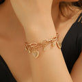 Chic Cadera Hop Heart Doble Capa Apilable Pulsera de Cadena