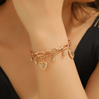 Chic Hip-Hop Corazón Doble Capa Apilable Pulsera de Cadena