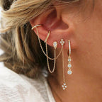 Doble Piercing Con Flecos Aretes Colgantes