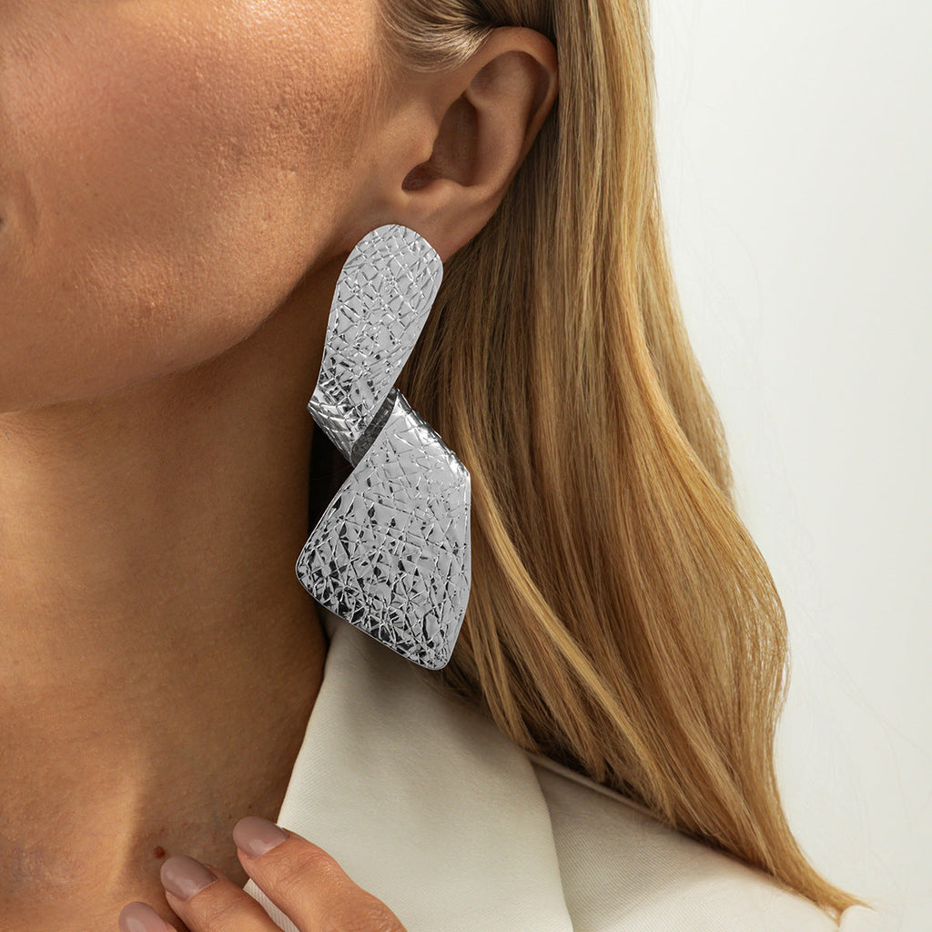 Minimalista Irregular Espiral Geométrico Aretes de Bolita