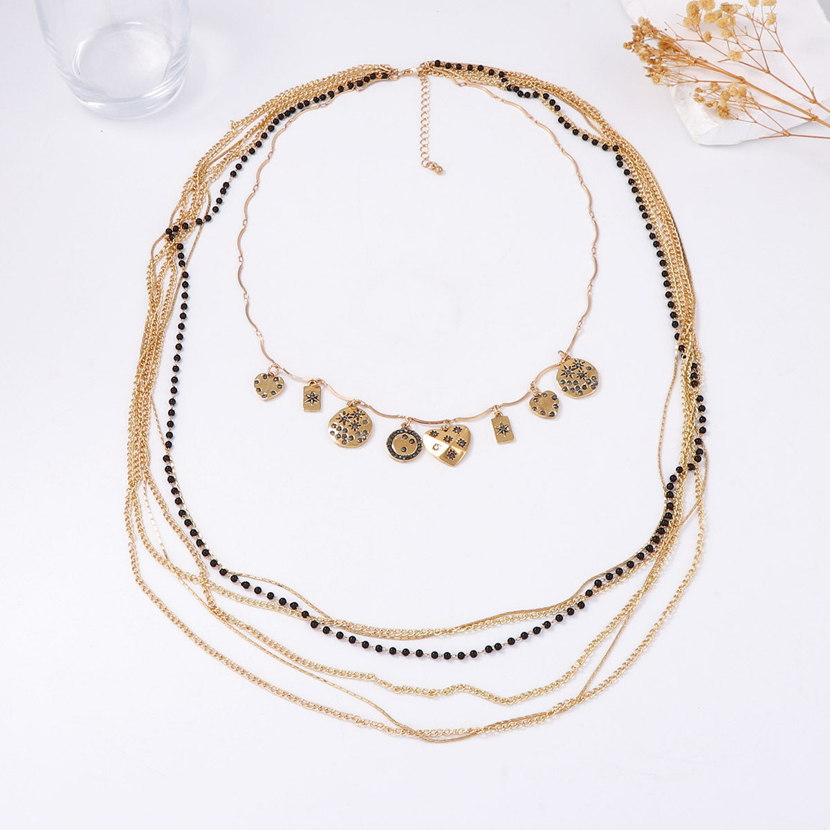 En Capas Cuenta Con Cadena Geométrico Charm Collar Statement
