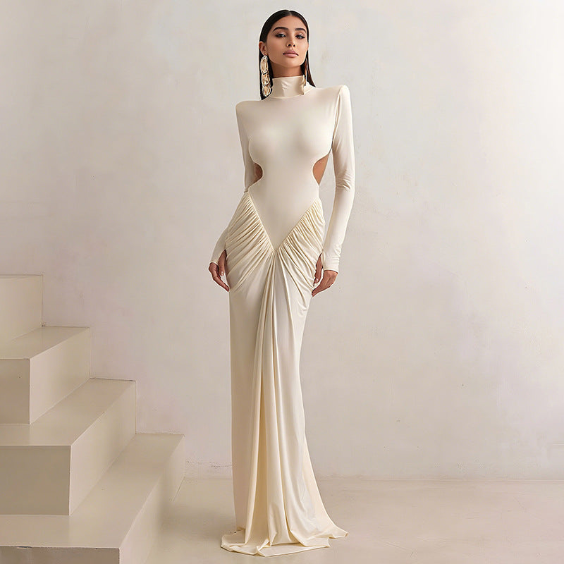 Sexy Cuello Alto Espalda Descubierta Vestido Maxi