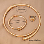 3 Pieza Llamativo Geométrico Conjunto de Pulsera, Anillo y Collar