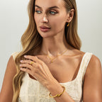 5 Pieza Lágrima Conjunto de Pulsera, Anillo, Aretes y Collar con Colgante