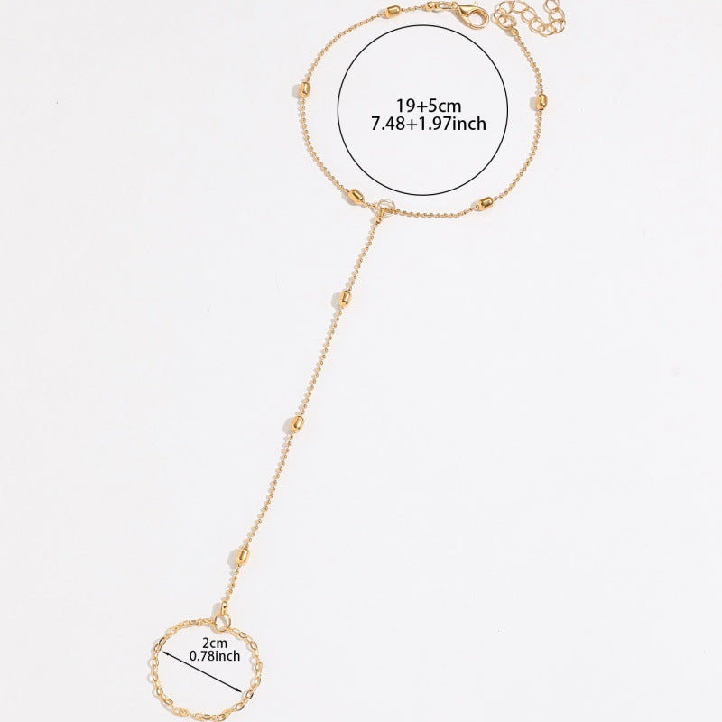 Versatile Metálico Con Cadena Pulsera-Anillo