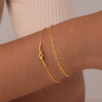 Cobre Doble Capa Anudado Pulsera de Cadena